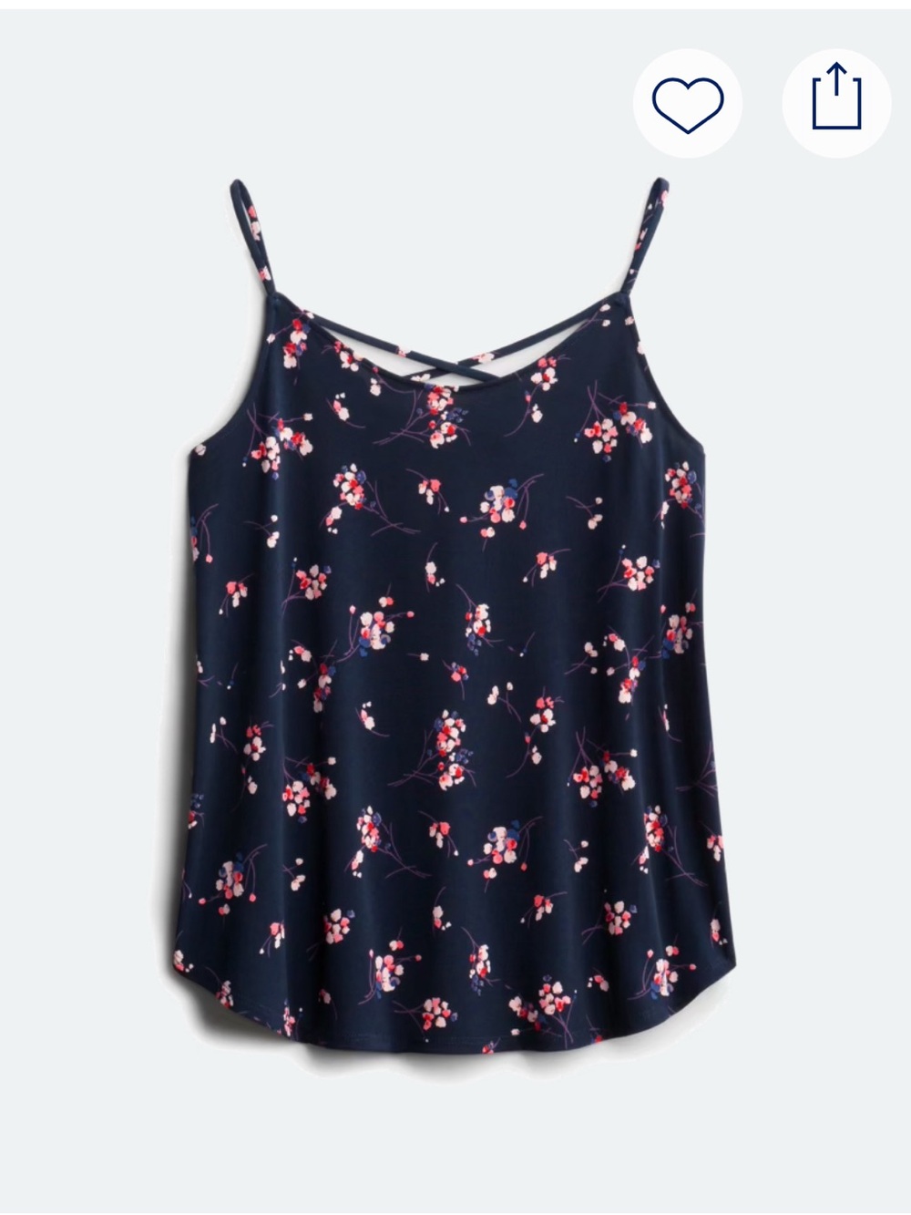 Kaileigh Navy Floral Criss Cross Back Camisole Tank Top Women's Size L Stitch